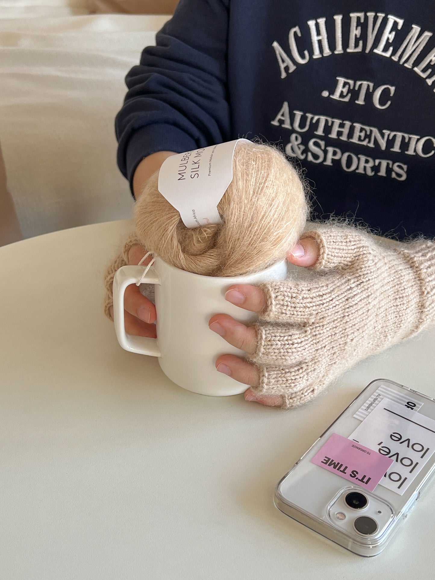 [PDF] Airy Cotton&Mulberry Silk Mohair Fingerless Gloves (ENGLISH)