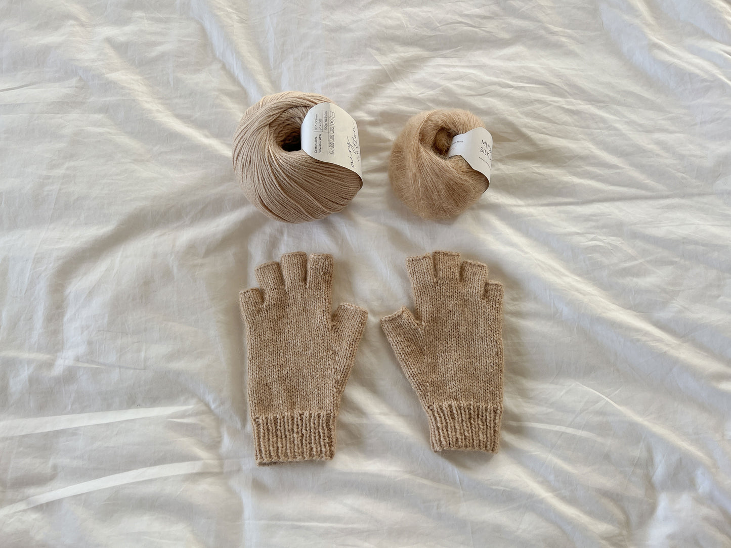 [PDF] Airy Cotton&Mulberry Silk Mohair Fingerless Gloves (ENGLISH)