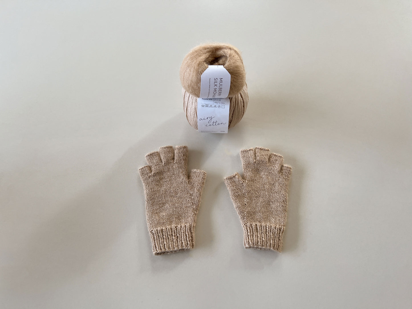 [PDF] Airy Cotton&Mulberry Silk Mohair Fingerless Gloves (ENGLISH)