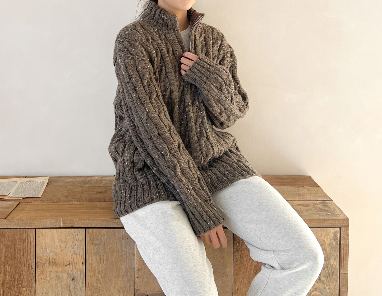 [PDF] Fashion Aran Cable Half-zip Sweater (ENGLISH)