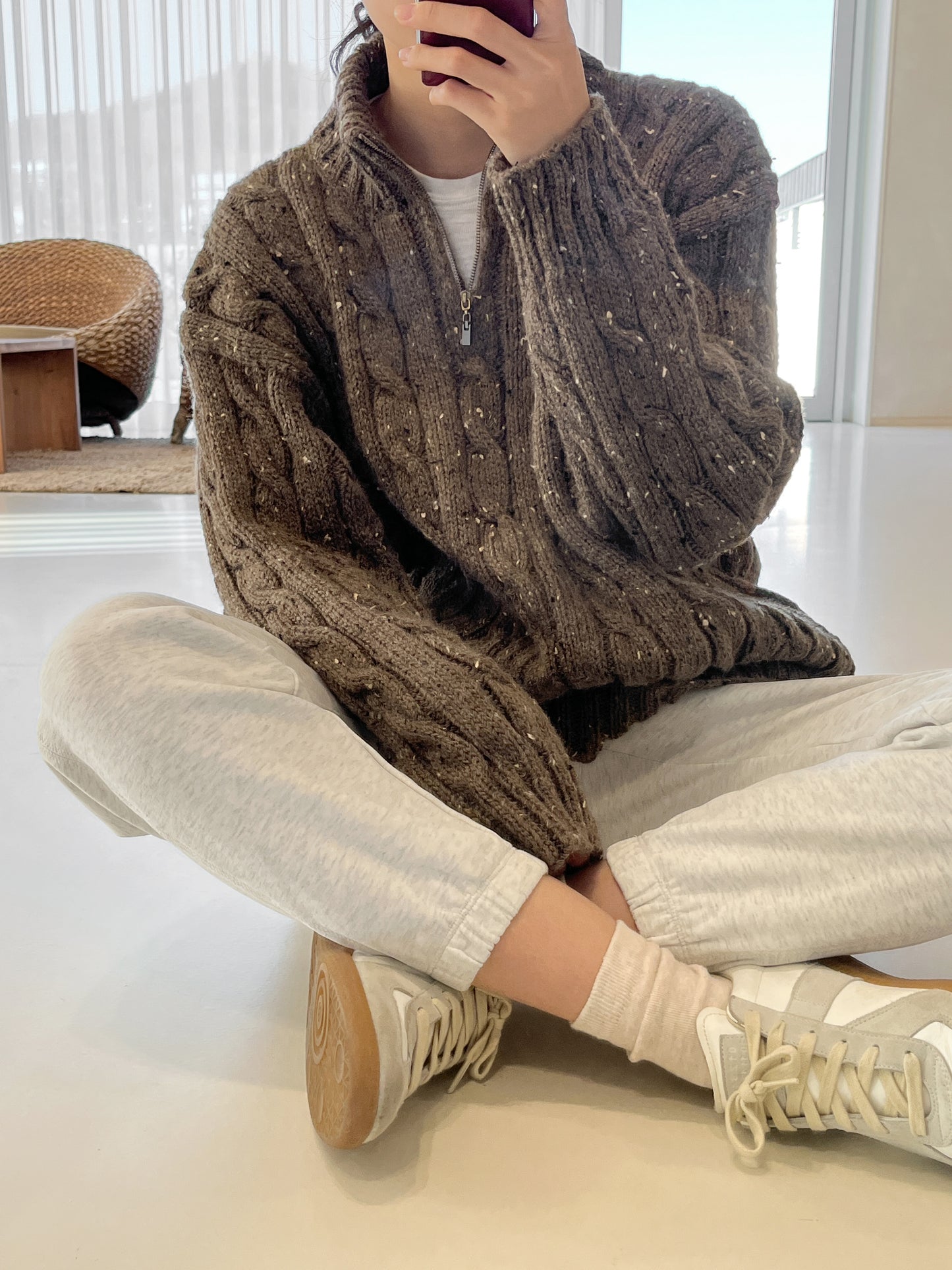 [PDF] Fashion Aran Cable Half-zip Sweater (ENGLISH)
