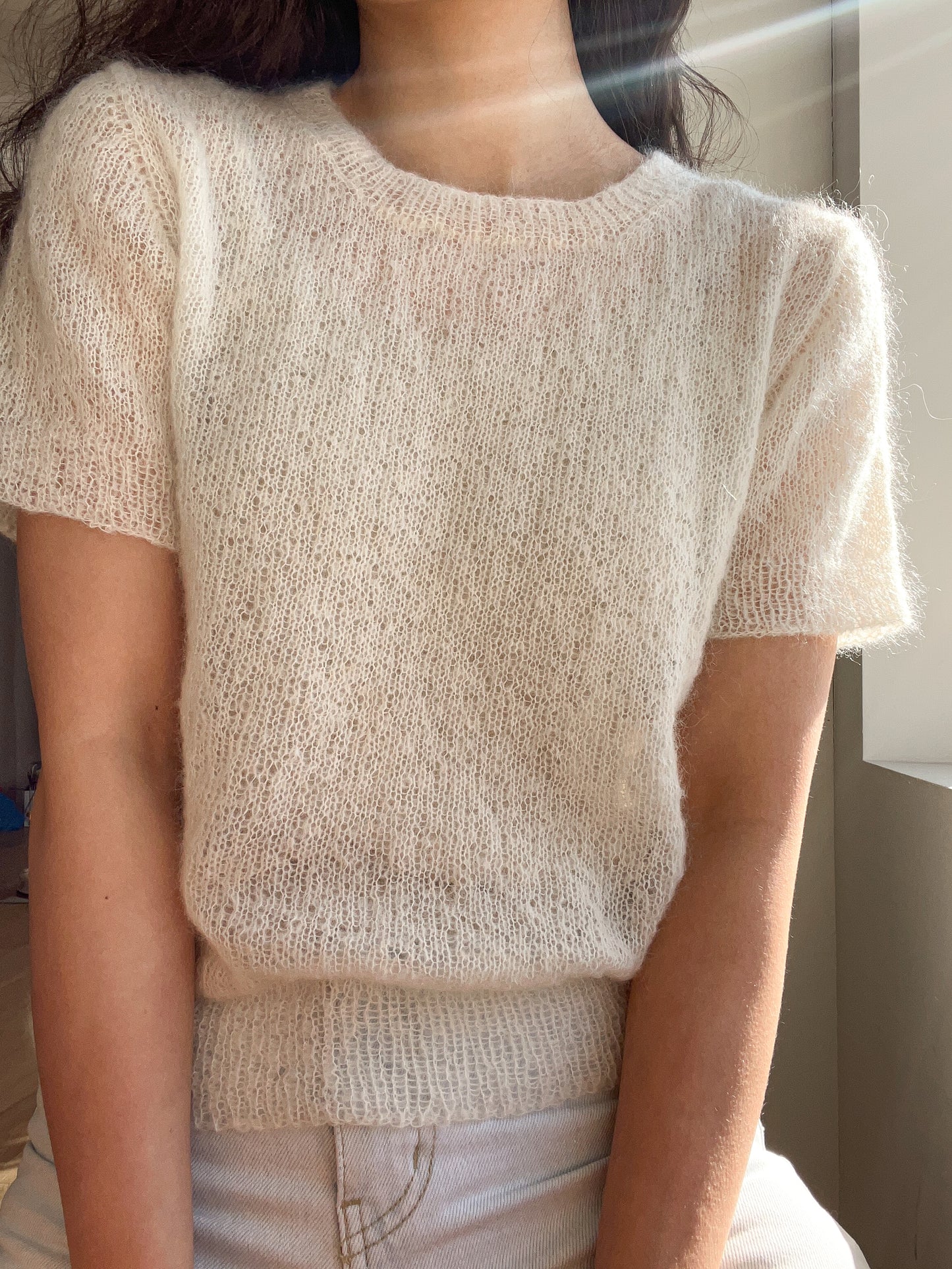 [PDF] Satin Alpaca Mohair Top-Down Short-Sleeve Sweater (ENGLISH)
