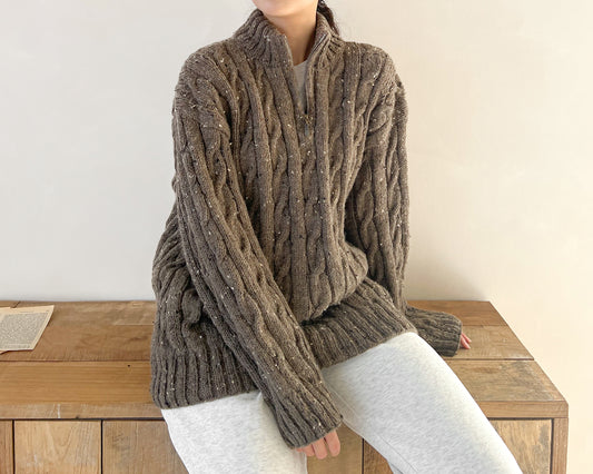 [PDF] Fashion Aran Cable Half-zip Sweater (ENGLISH)