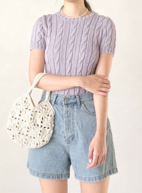 [PDF] Vegetable Cable Short-Sleeve Bottom-up Sweater (ENGLISH)