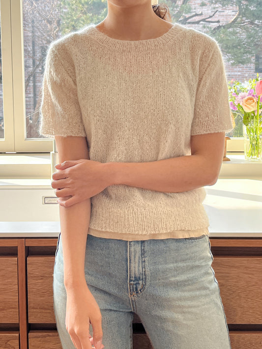 [PDF] Satin Alpaca Mohair Top-Down Short-Sleeve Sweater (ENGLISH)