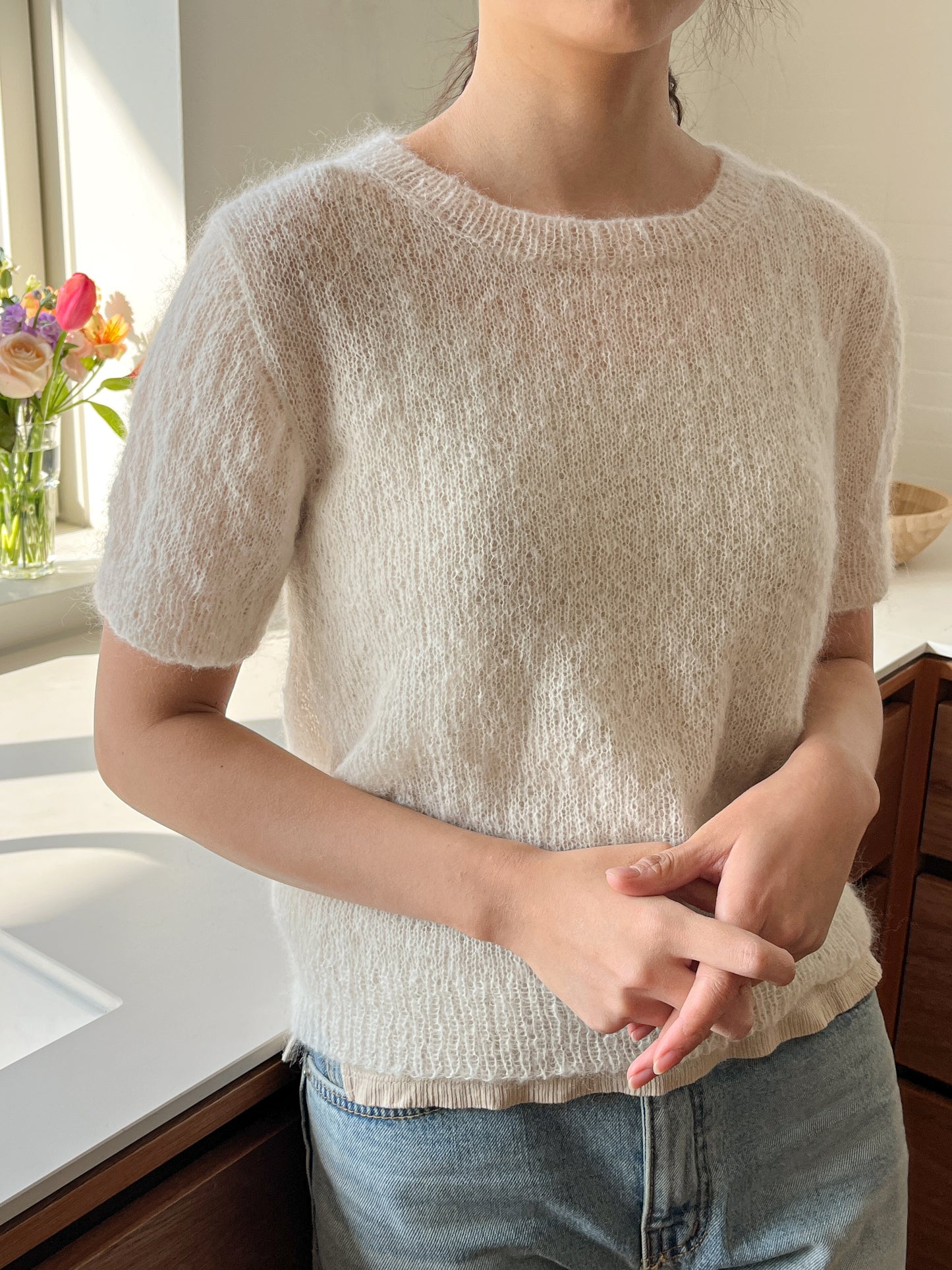 [PDF] Satin Alpaca Mohair Top-Down Short-Sleeve Sweater (ENGLISH)