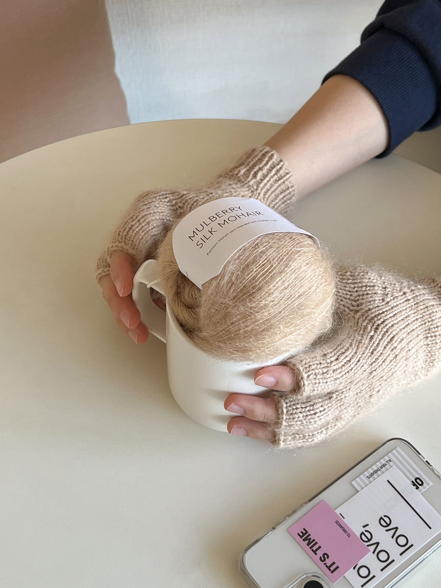 [PDF] Airy Cotton&Mulberry Silk Mohair Fingerless Gloves (ENGLISH)