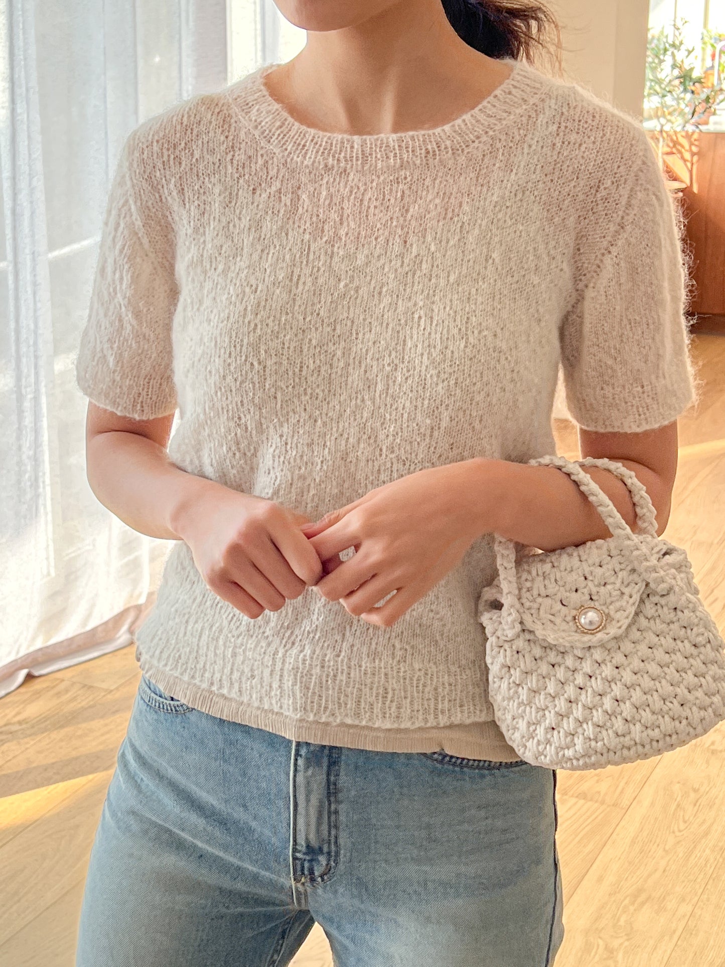 [PDF] Satin Alpaca Mohair Top-Down Short-Sleeve Sweater (ENGLISH)