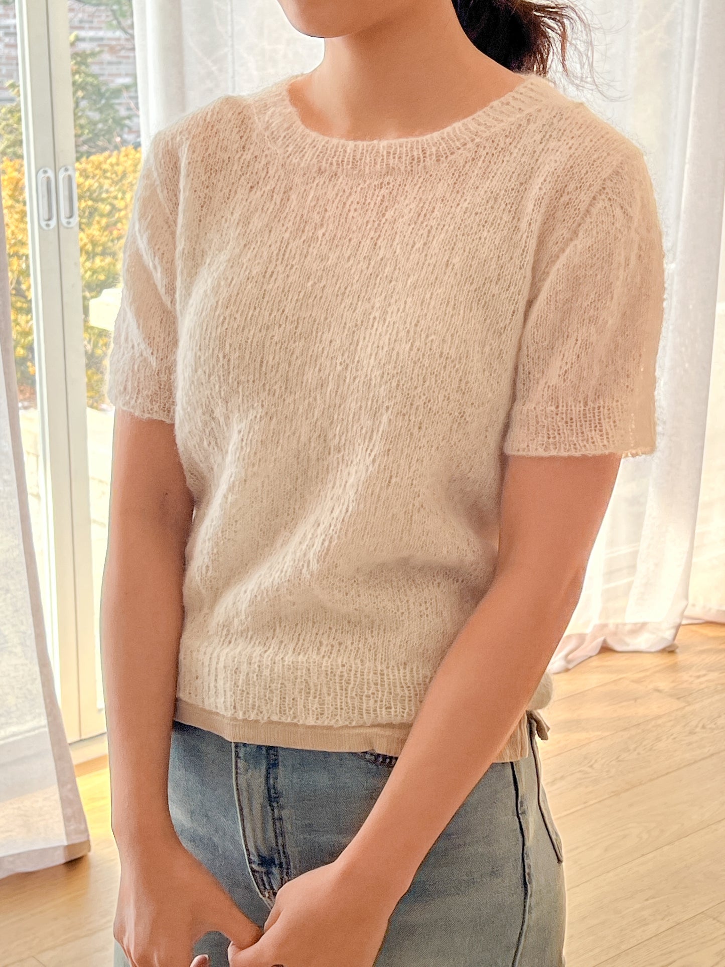[PDF] Satin Alpaca Mohair Top-Down Short-Sleeve Sweater (ENGLISH)