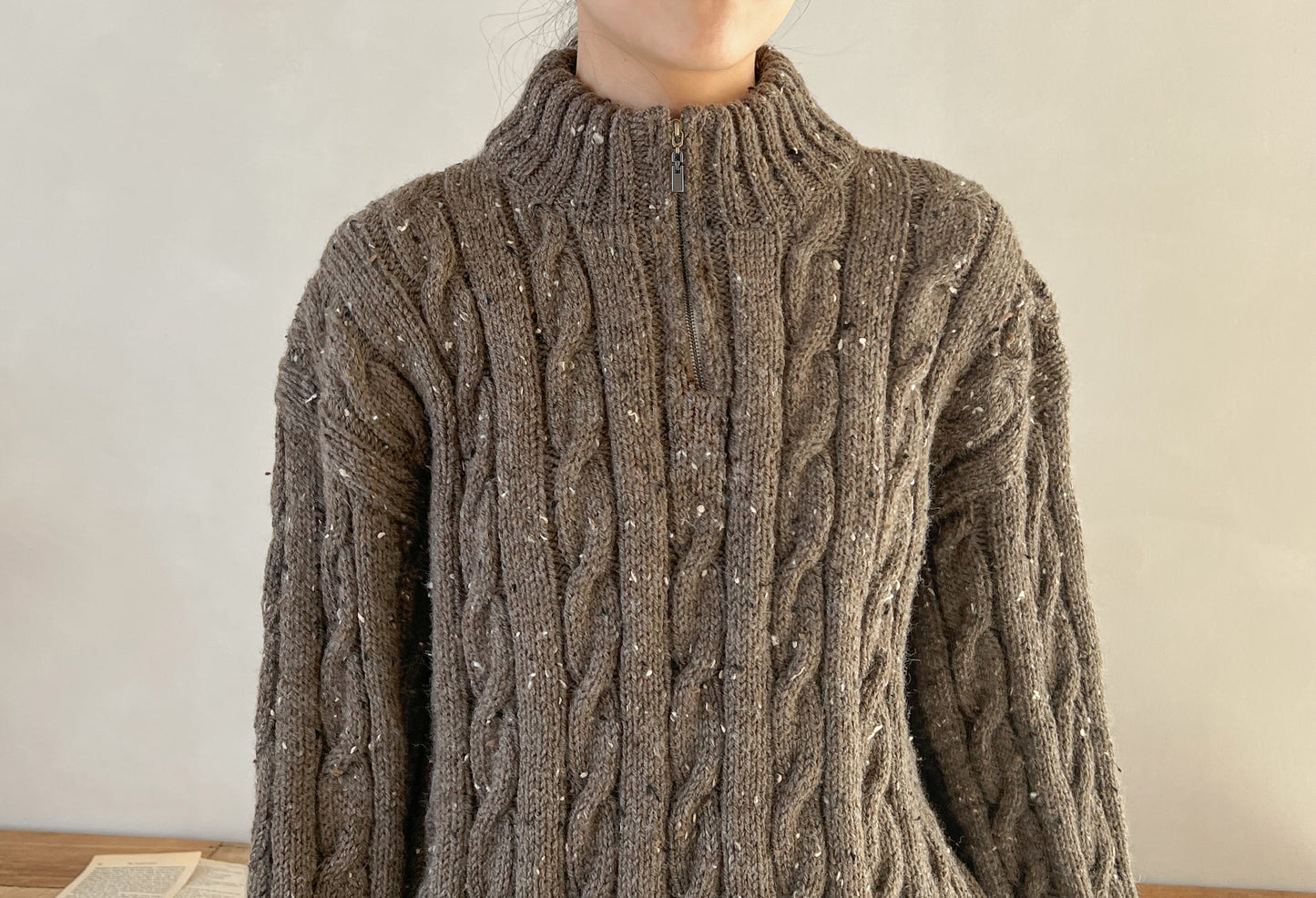 [PDF] Fashion Aran Cable Half-zip Sweater (ENGLISH)
