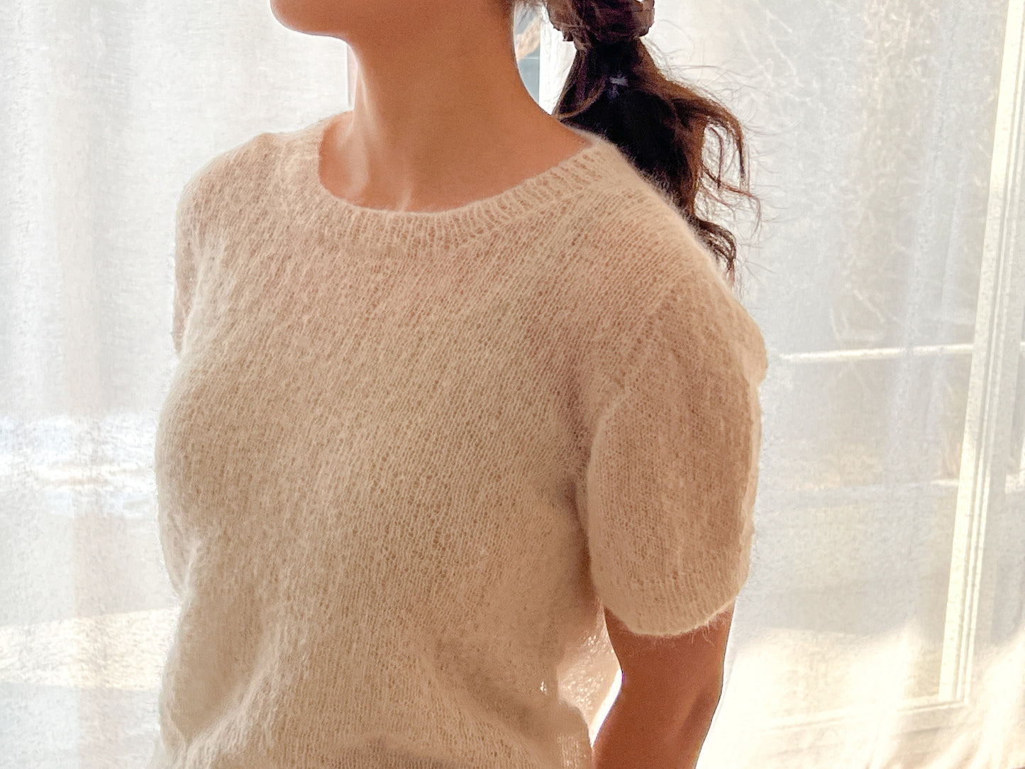 [PDF] Satin Alpaca Mohair Top-Down Short-Sleeve Sweater (ENGLISH)