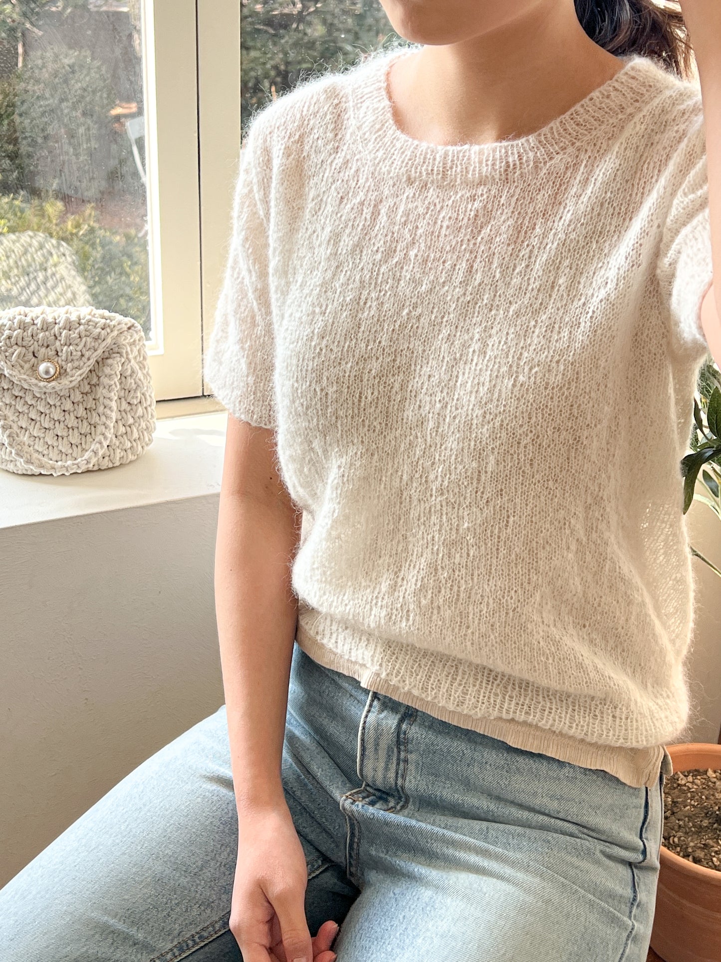 [PDF] Satin Alpaca Mohair Top-Down Short-Sleeve Sweater (ENGLISH)