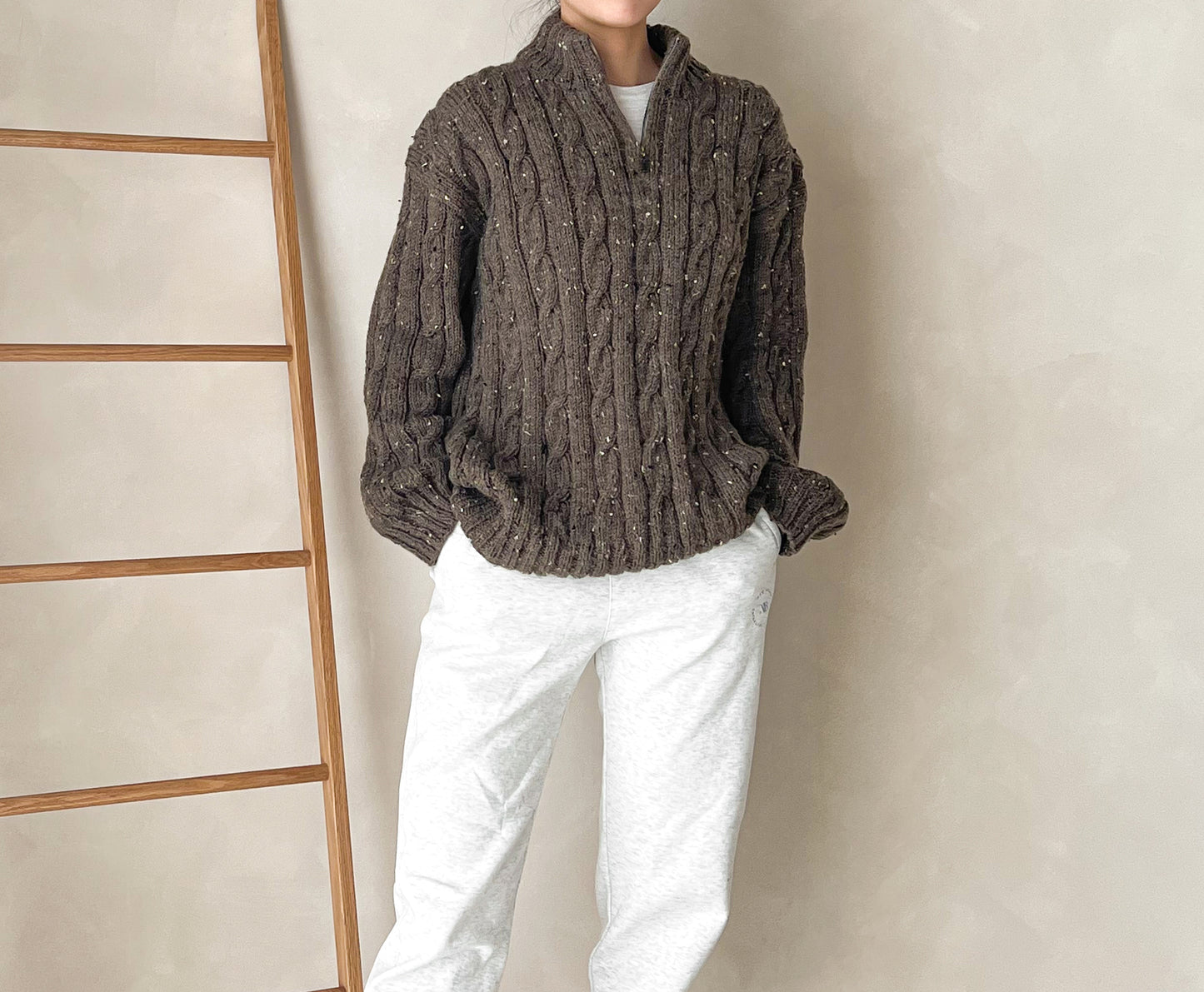 [PDF] Fashion Aran Cable Half-zip Sweater (ENGLISH)