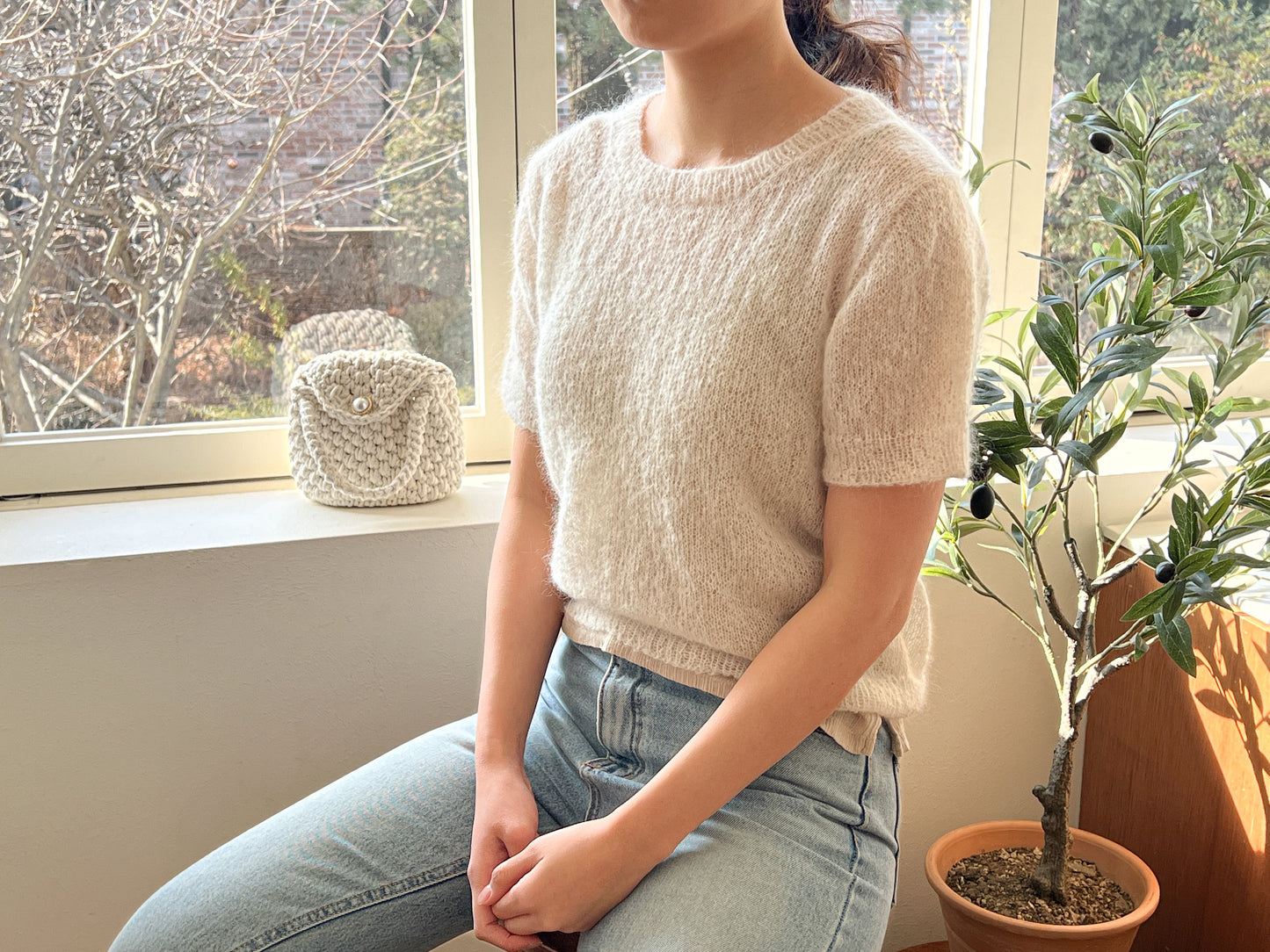 [PDF] Satin Alpaca Mohair Top-Down Short-Sleeve Sweater (ENGLISH)