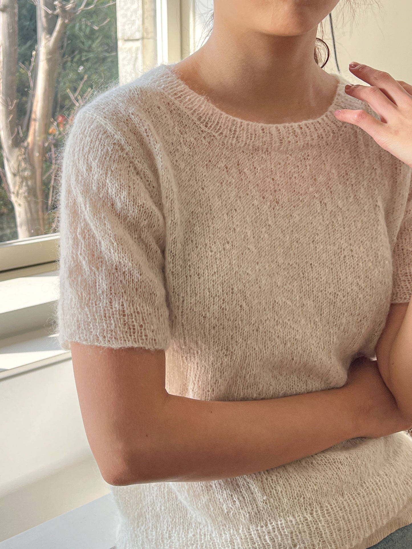 [PDF] Satin Alpaca Mohair Top-Down Short-Sleeve Sweater (ENGLISH)