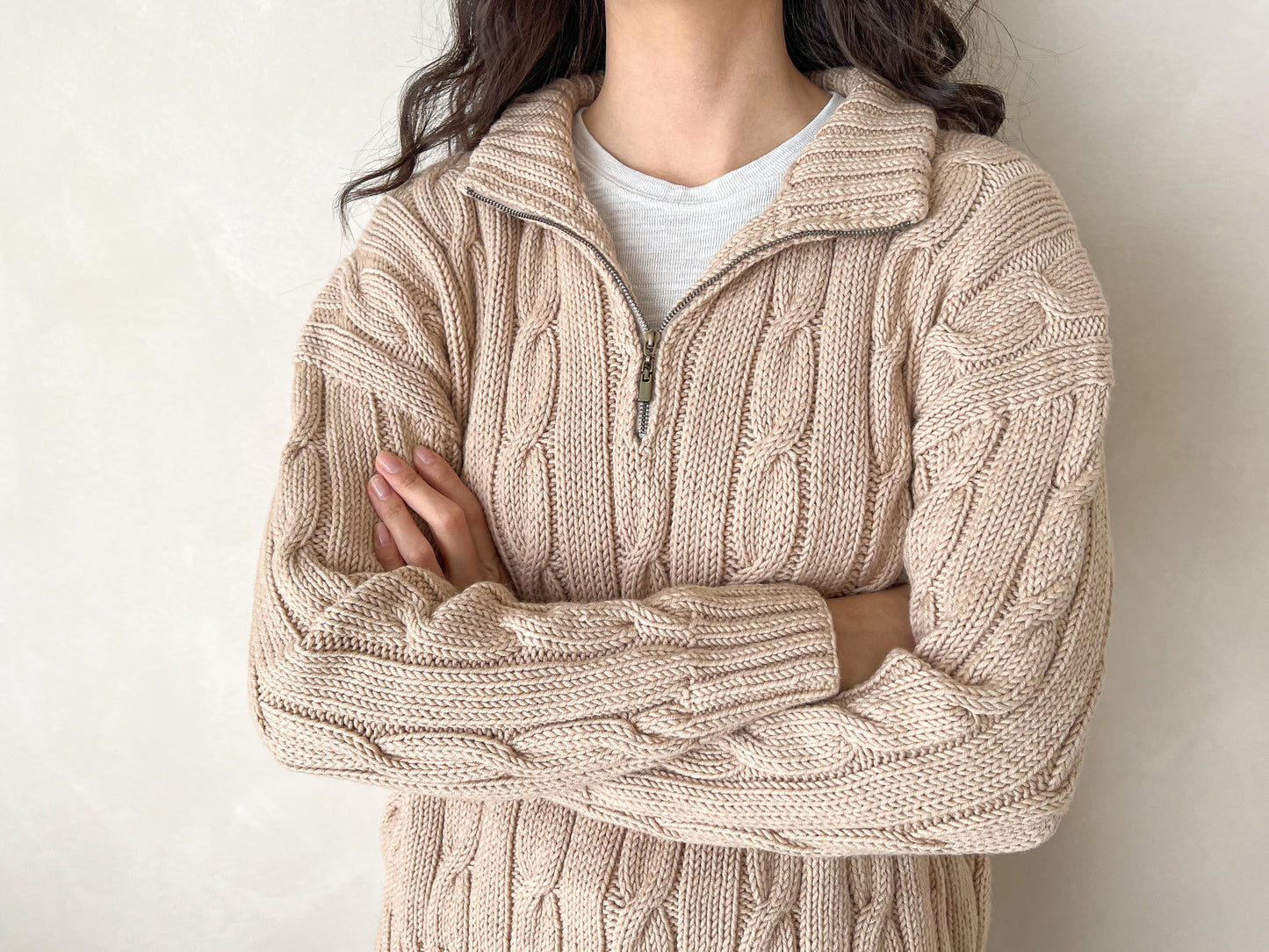 [PDF 도안] 꽈배기 하프 집업 스웨터 (남녀공용)